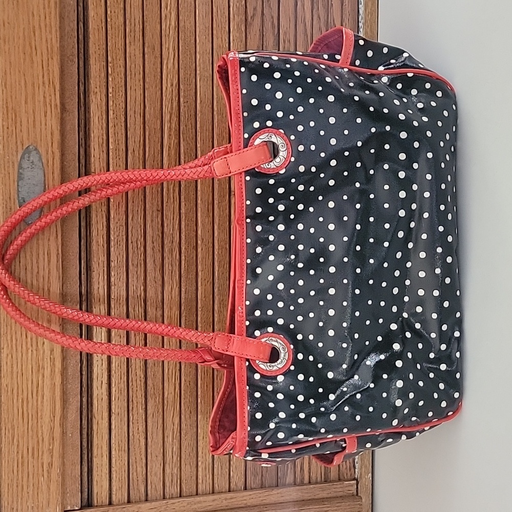 Brighton floral shoulder bag Leather Coated Canvas Purse Polkadot GILLY - Picture 5 of 11